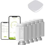Qiumi ‎‎XHTV06-Zigbee-051 Válvula Termostática Inteligente para Radiador Programable – Pack de 5 unidades + 1 pasarela de enlace