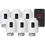 Qiumi ‎‎RM604TRV-06pcs Direct WiFi Válvula Termostática Inteligente Programable – Pack de 6 unidades
