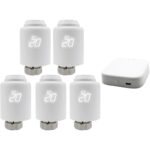 COKYIS Zigbee Control Remoto Programable TRV Válvula Termostática Inteligente – Pack de 5 unidades + 1 pasarela de enlace