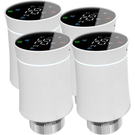 Qiumi ‎‎QM-BRT-100-04 Zigbee Válvula Termostática Inteligente Programable – Pack de 4 unidades