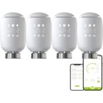Qiumi ‎‎QM-TV05-ZG-04 Zigbee Válvula Termostática Inteligente Programable – Pack de 4 unidades