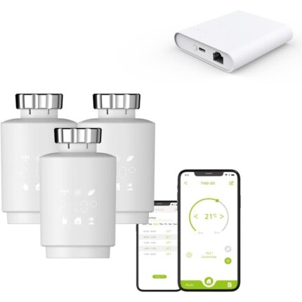 Qiumi ‎QMTVZG-02-301 Zigbee Termostato de Radiador Inteligente Programable – Pack de 3 unidades