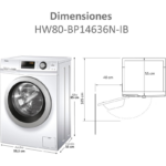 Haier Lavadora de Carga Frontal Serie 636 HW80-BP14636N 8 1400 kg rpm - Imagen 2